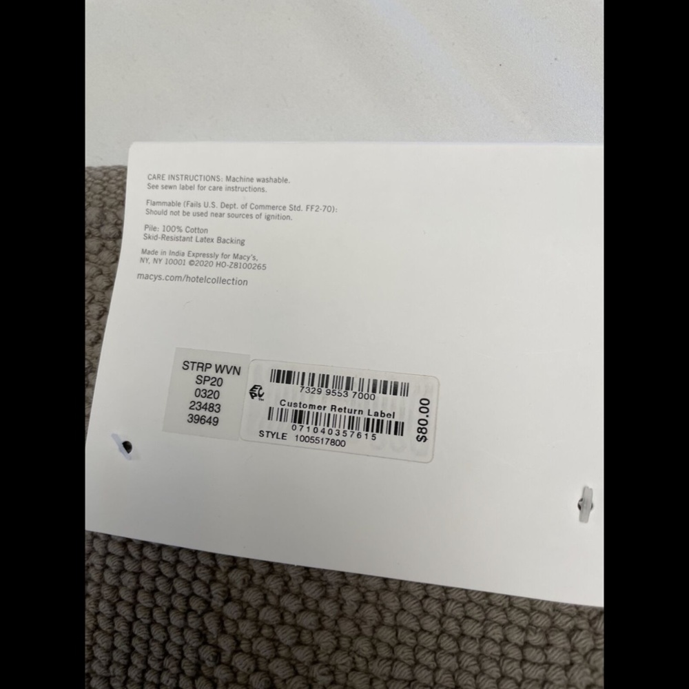 NWT Hotel Collection  [SZ 22 x 36 ] Woven Stripe Bath Mat in Pearl Grey‎ - Picture 9 of 12